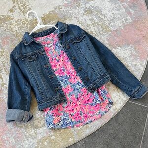Lilly Pulitzer Blue Jean Jacket with Pink Floral Lilly Pulitzer Shirt